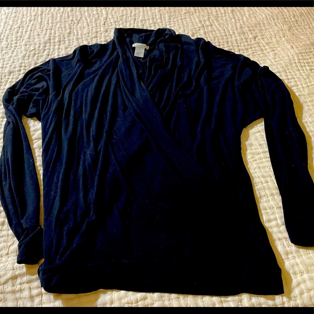 Black White + Warren faux wrap long sleeve top (S)